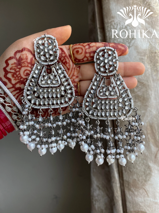 Shyamli oxidized jhumka earrings (006) - White