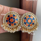 Khushi kundan studs - Orange and blue