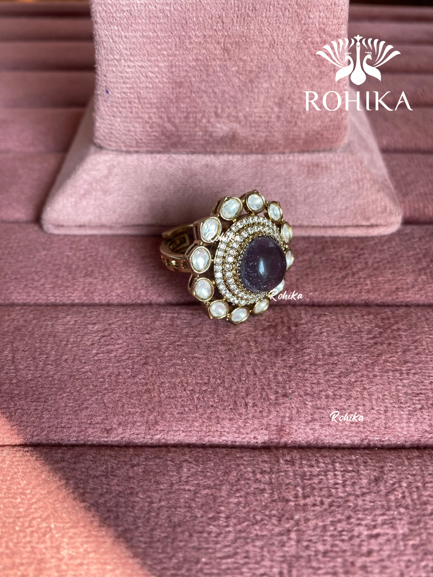 Angana polki kundan ring (SG-138) - Purple