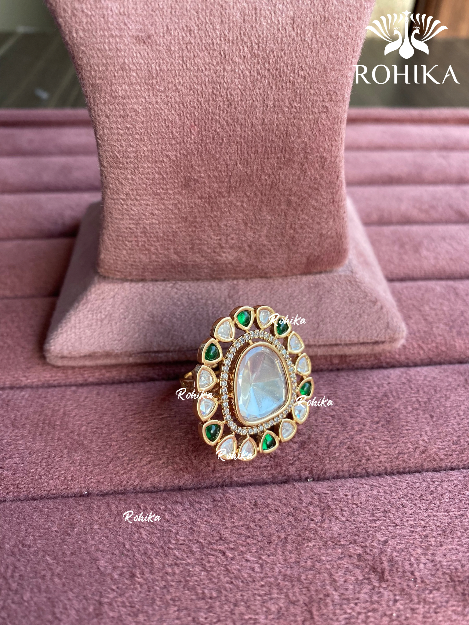 Angana polki kundan ring (SG-063) - Green