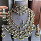 Jal bikaneri polki kundan bridal combo set - Dark Green