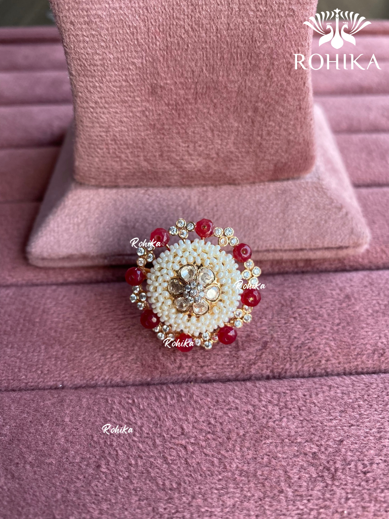 Angana polki kundan ring (SG-069) - Red