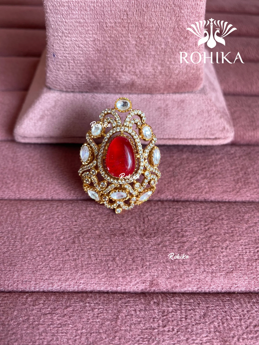 Angana polki kundan ring (SG-119) - Red