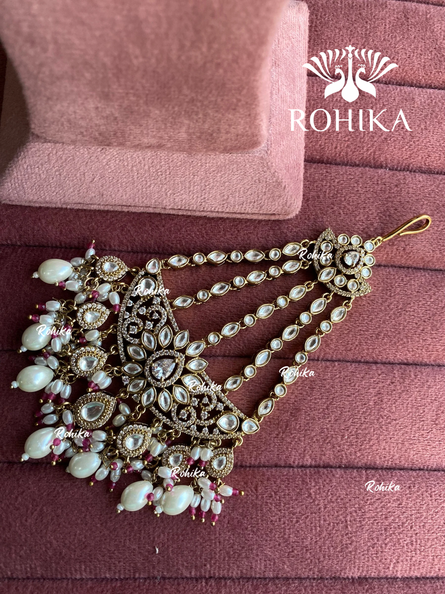 Bandini polki kundan passa /jhoomer (009) - White & pink 