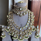 Jal bikaneri polki kundan bridal combo set - Dark Green