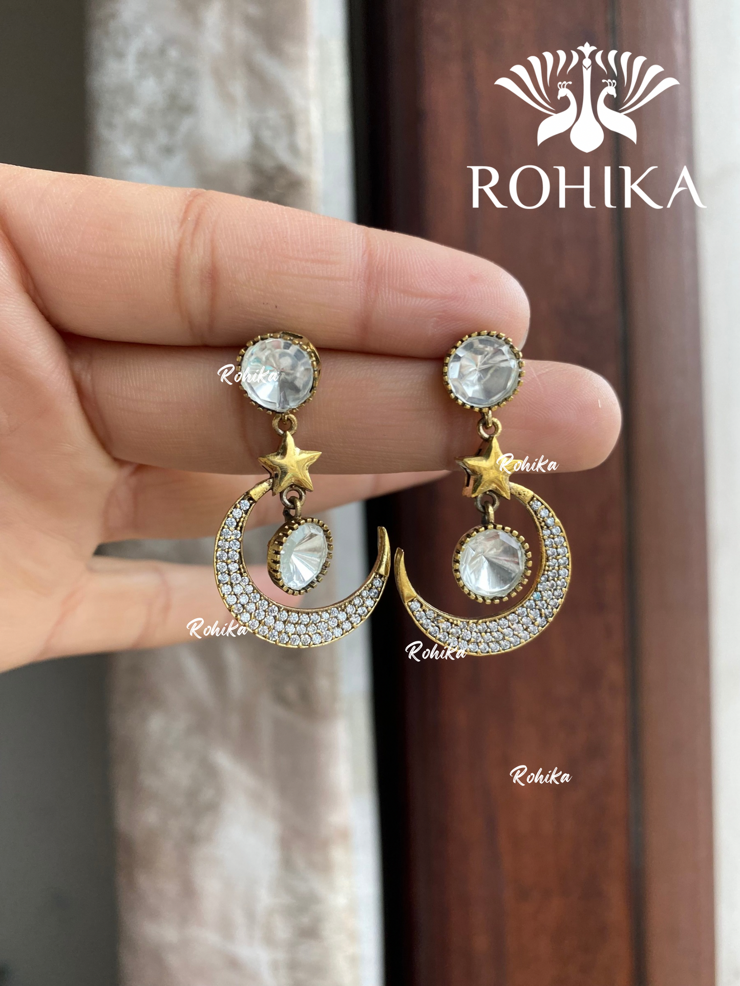 Chanda moisinte kundan earrings - white