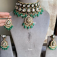 Varsha meenakari polki kundan choker set - Mint Green