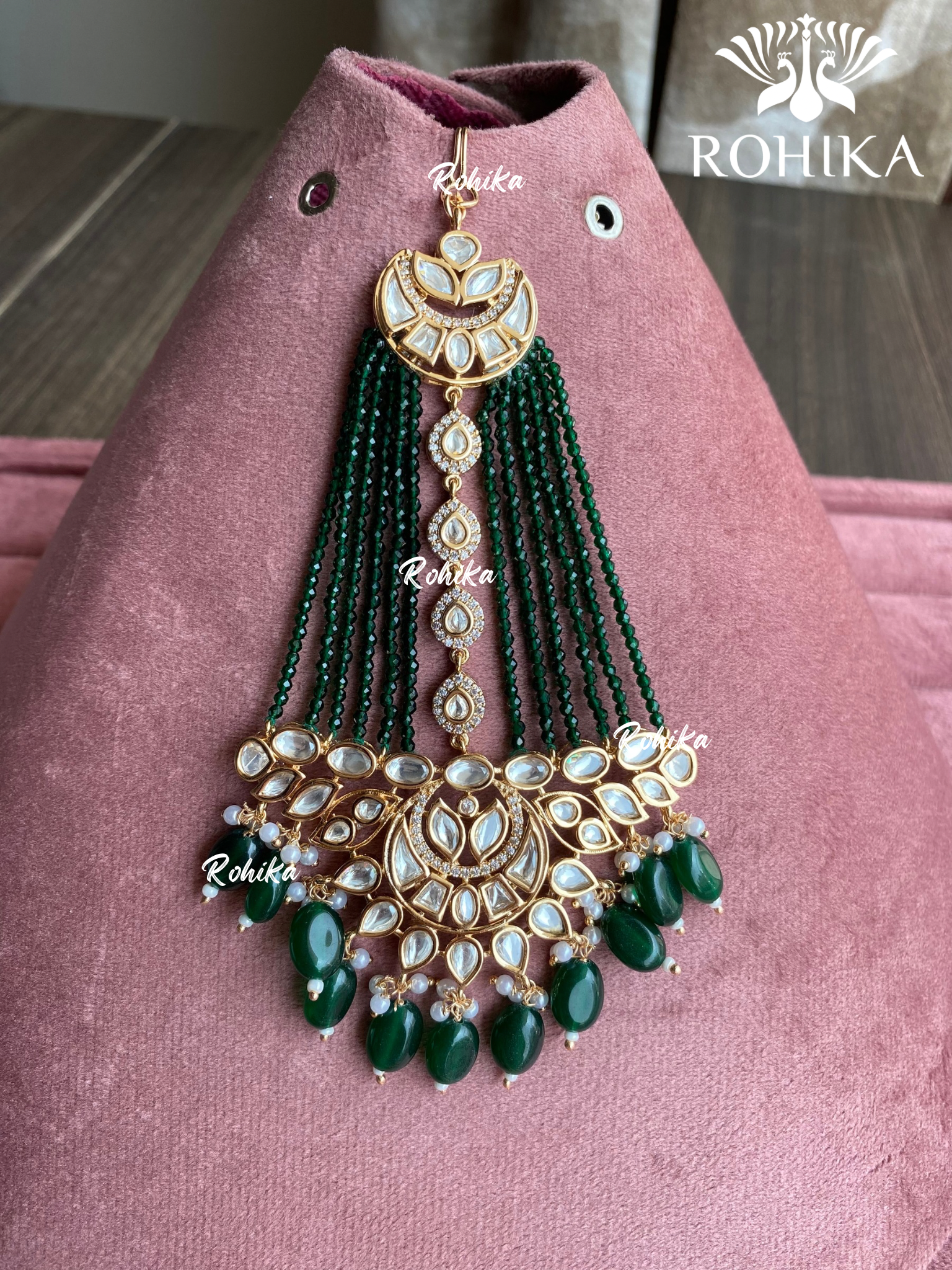 Bandini polki kundan passa /jhoomer (002) - Dark green