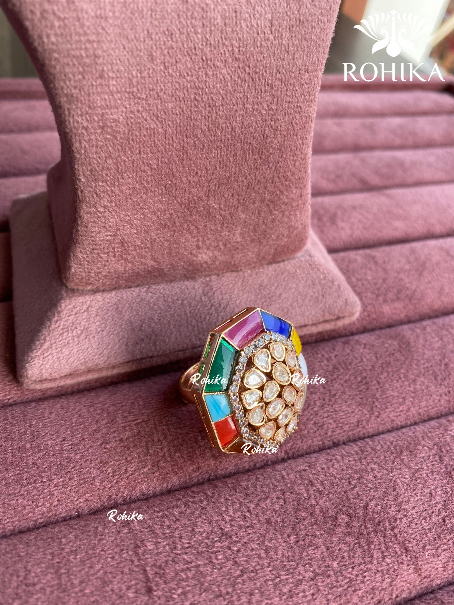 Angana polki kundan ring (SG-074) - Multi