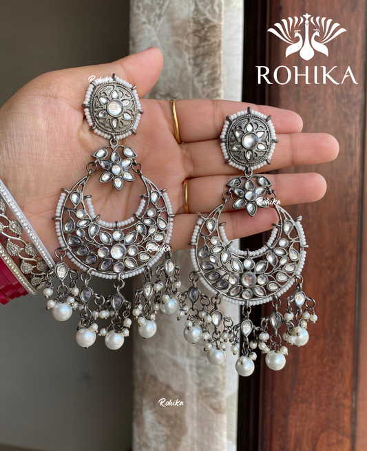 Shyamli oxidized jhumka earrings (015) - White