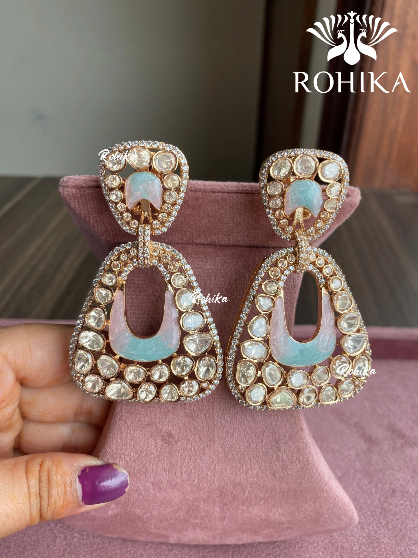 Mohana moisanite earrings - Mint green