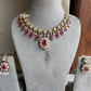 Mallika polki kundan necklace set - Pink