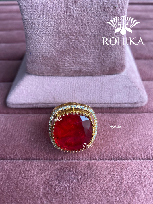 Angana polki kundan ring (SG-102) - Ruby red