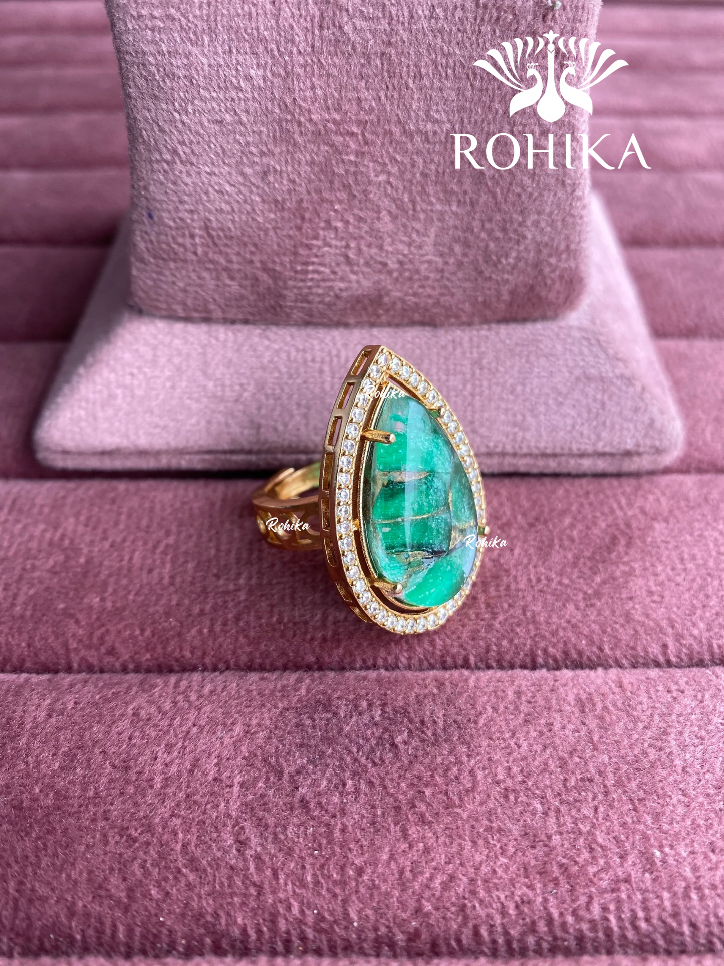 Angana polki kundan ring (SG-123) - Green