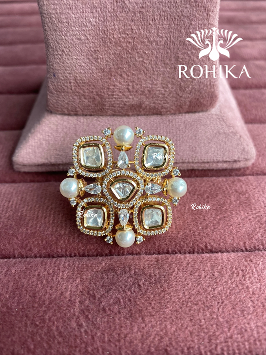 Angana polki kundan ring (SG-133) - White