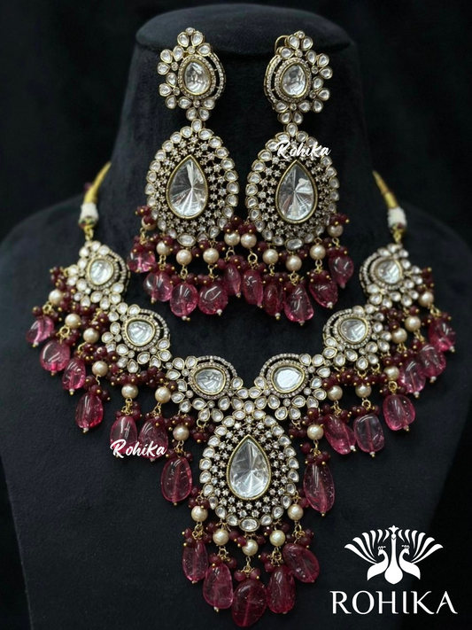 Paridhi polki kundan choker set - Red