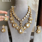 Zarna polki kundan necklace set - Golden