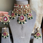 Prithvi moisanite polki kundan choker set - Green and Ruby