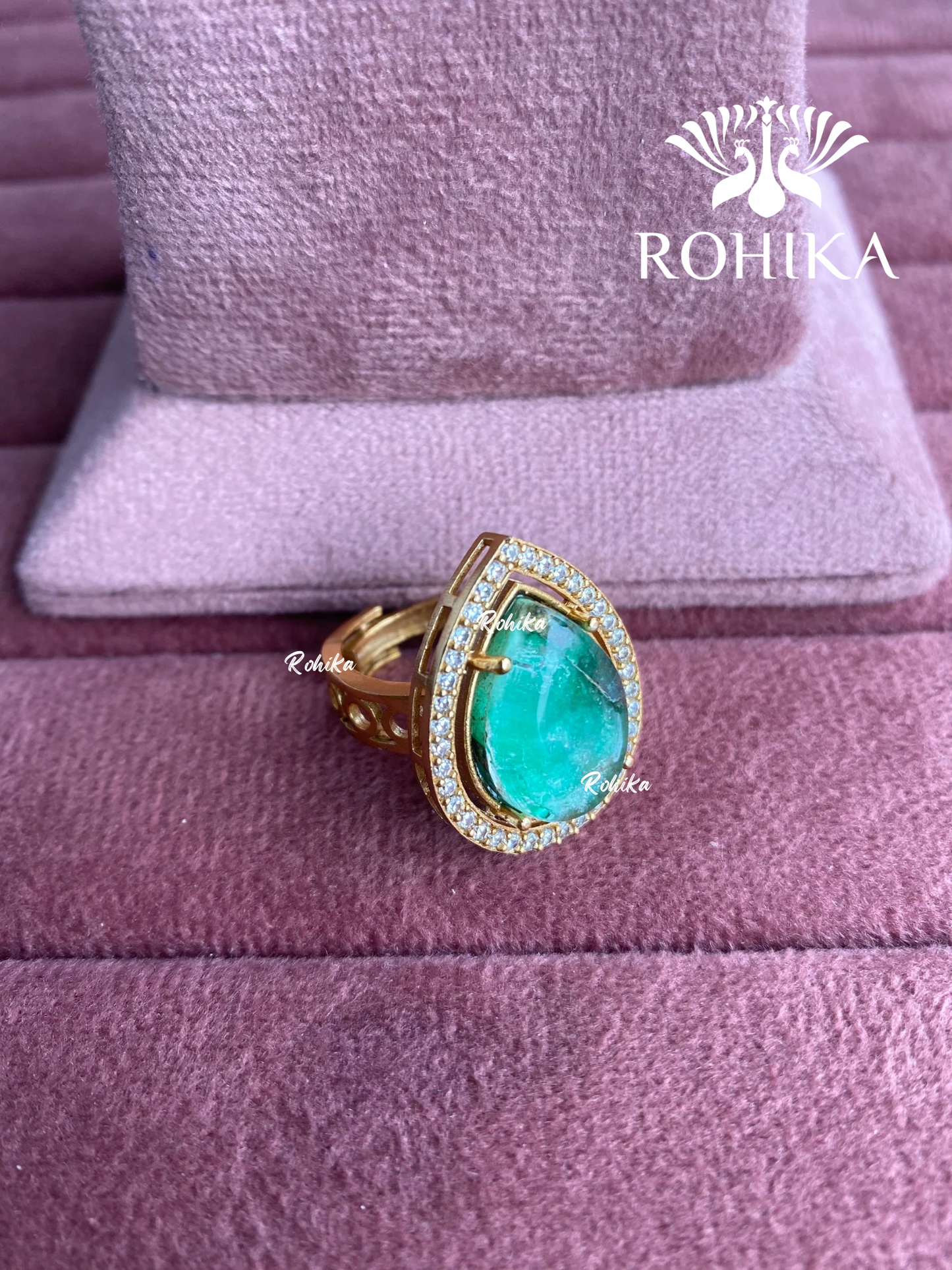 Angana polki kundan ring (SG-091) - Mint green 