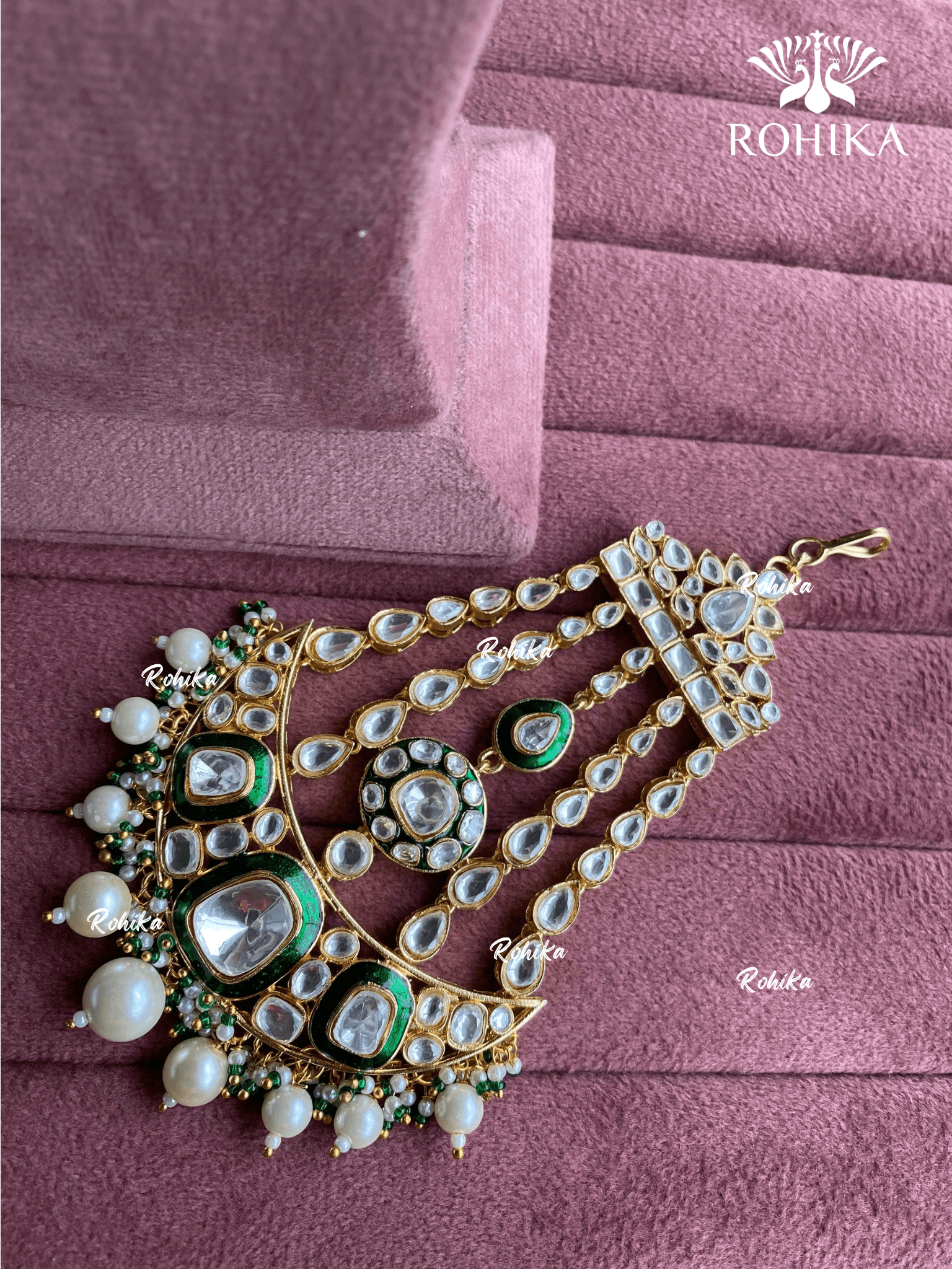 Bandini polki kundan passa /jhoomer (015) - Dark green - Rohika Store