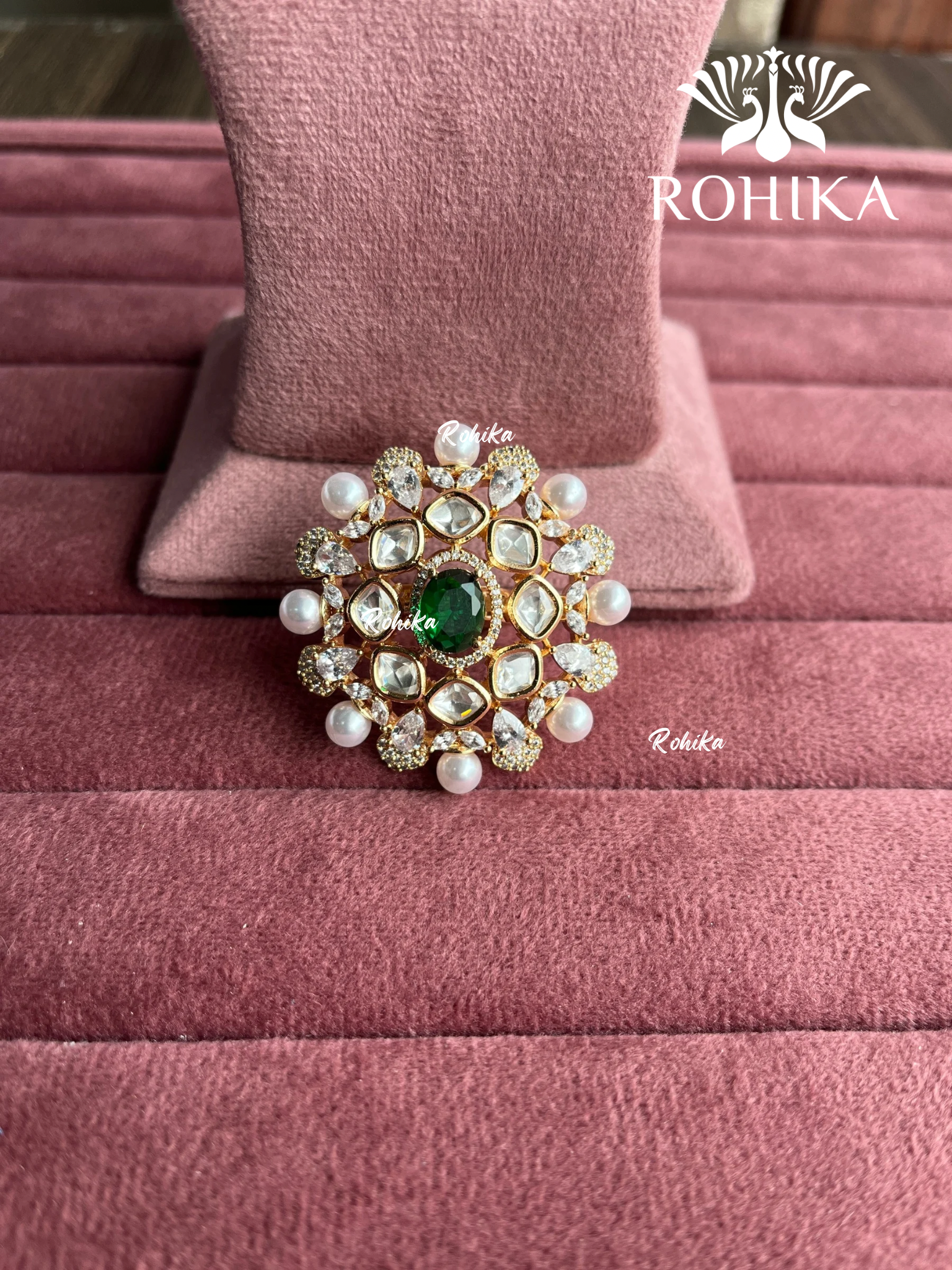 Angana polki kundan ring (SG-136) - Green