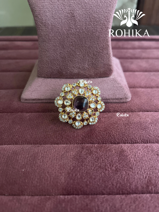 Angana polki kundan ring (SG-088) - Purple