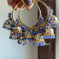 Leena mirror jhumki bali earrings - Dark blue