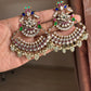 Raha Moisannite Chandbali Earrings - Mint green