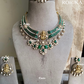 Laxmi moisanite polki necklace set - Dark Green