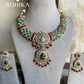 Pankhuri polki kundan necklace set - Green & red