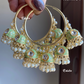 Neena meenakari jhumki bali earrings - Mint green