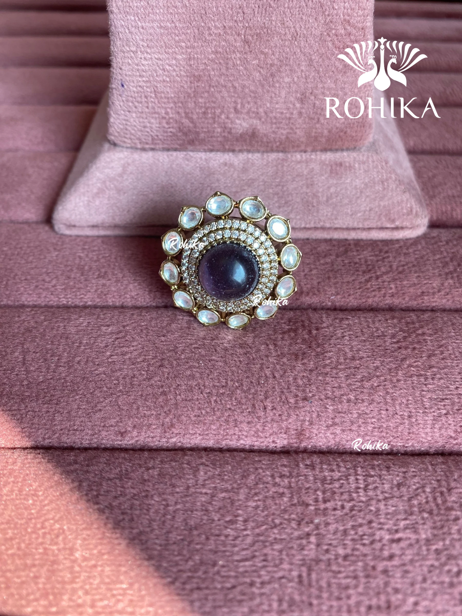 Angana polki kundan ring (SG-138) - Purple