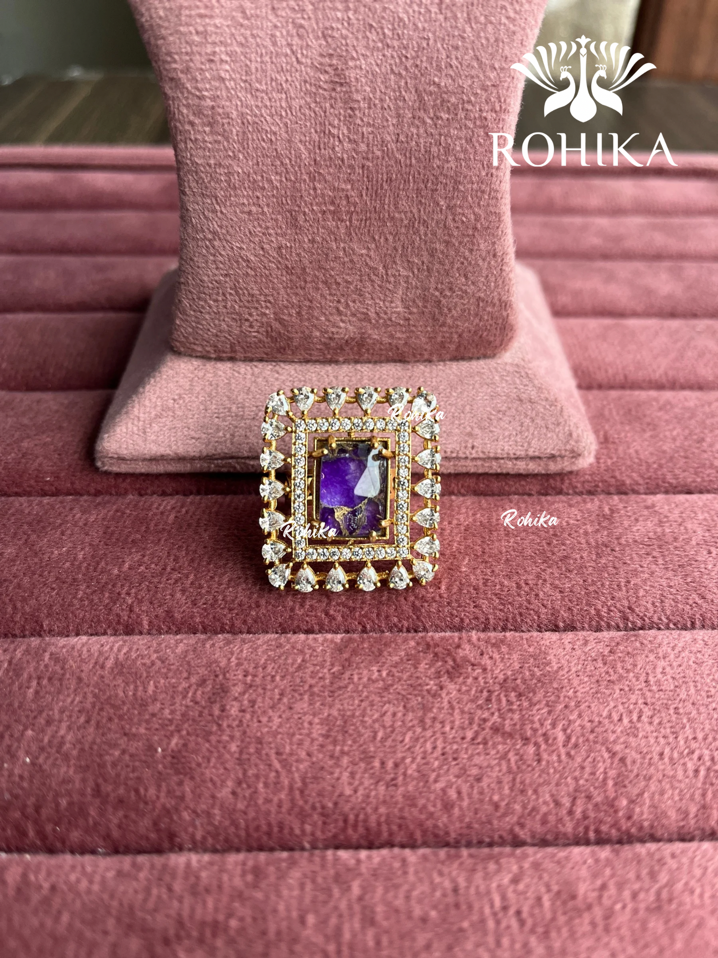 Angana polki kundan ring (SG-126) - Purple