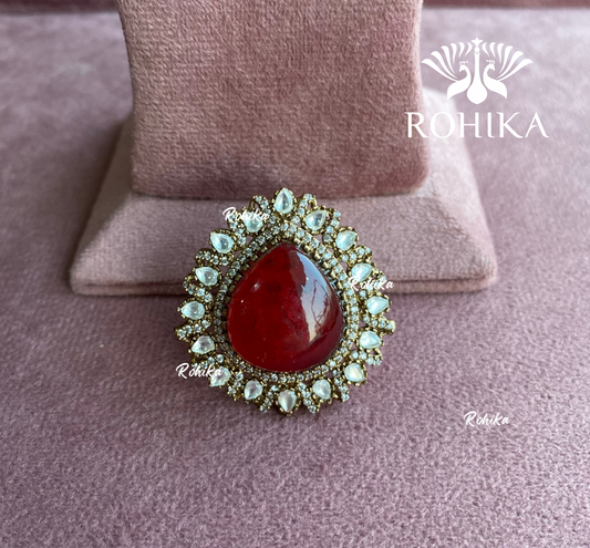 Angana polki kundan ring  (SG-056) - Red