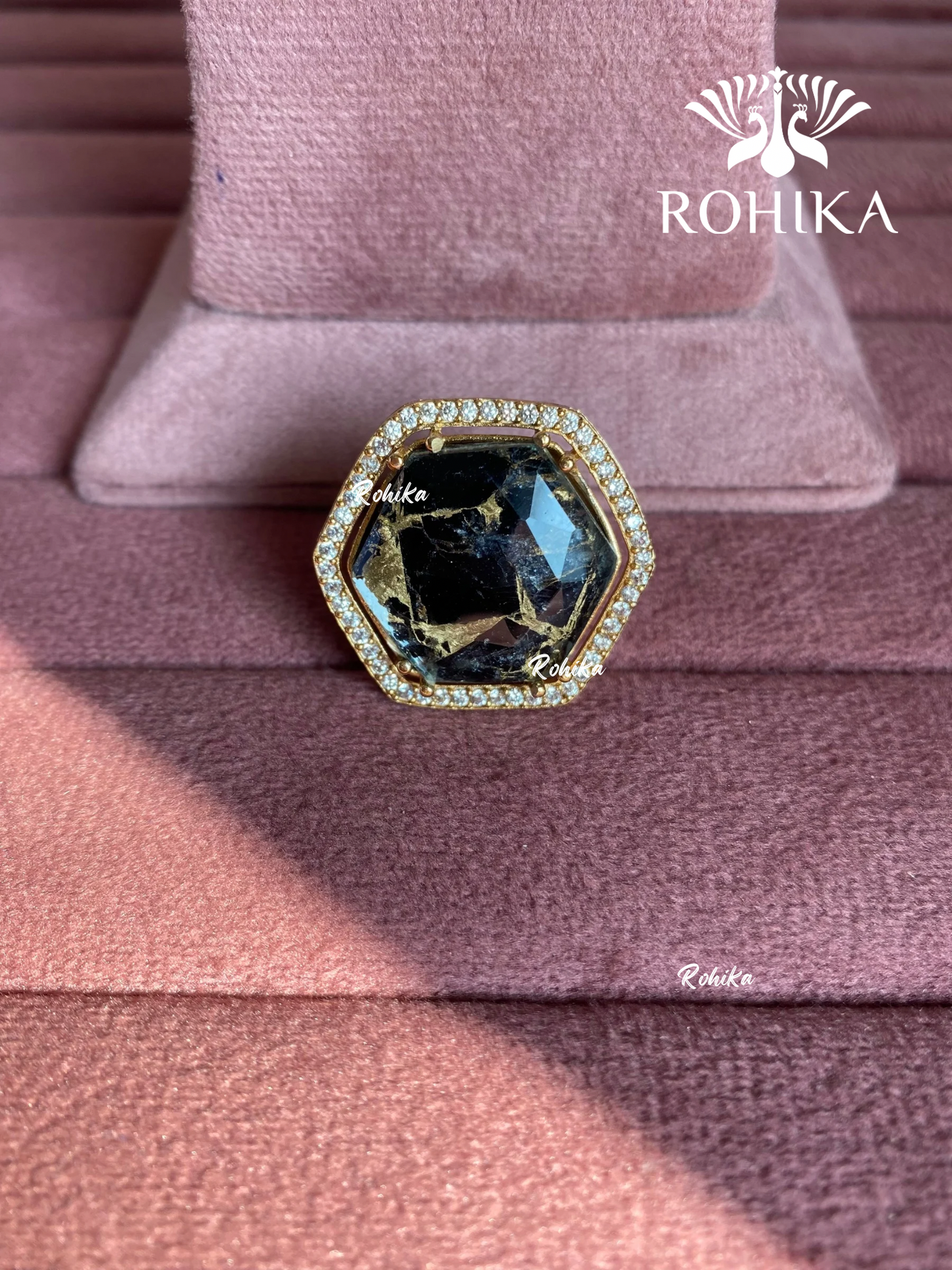 Angana polki kundan ring (SG-141) - Black