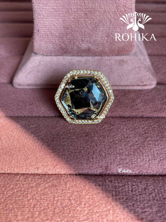 Angana polki kundan ring (SG-141) - Black