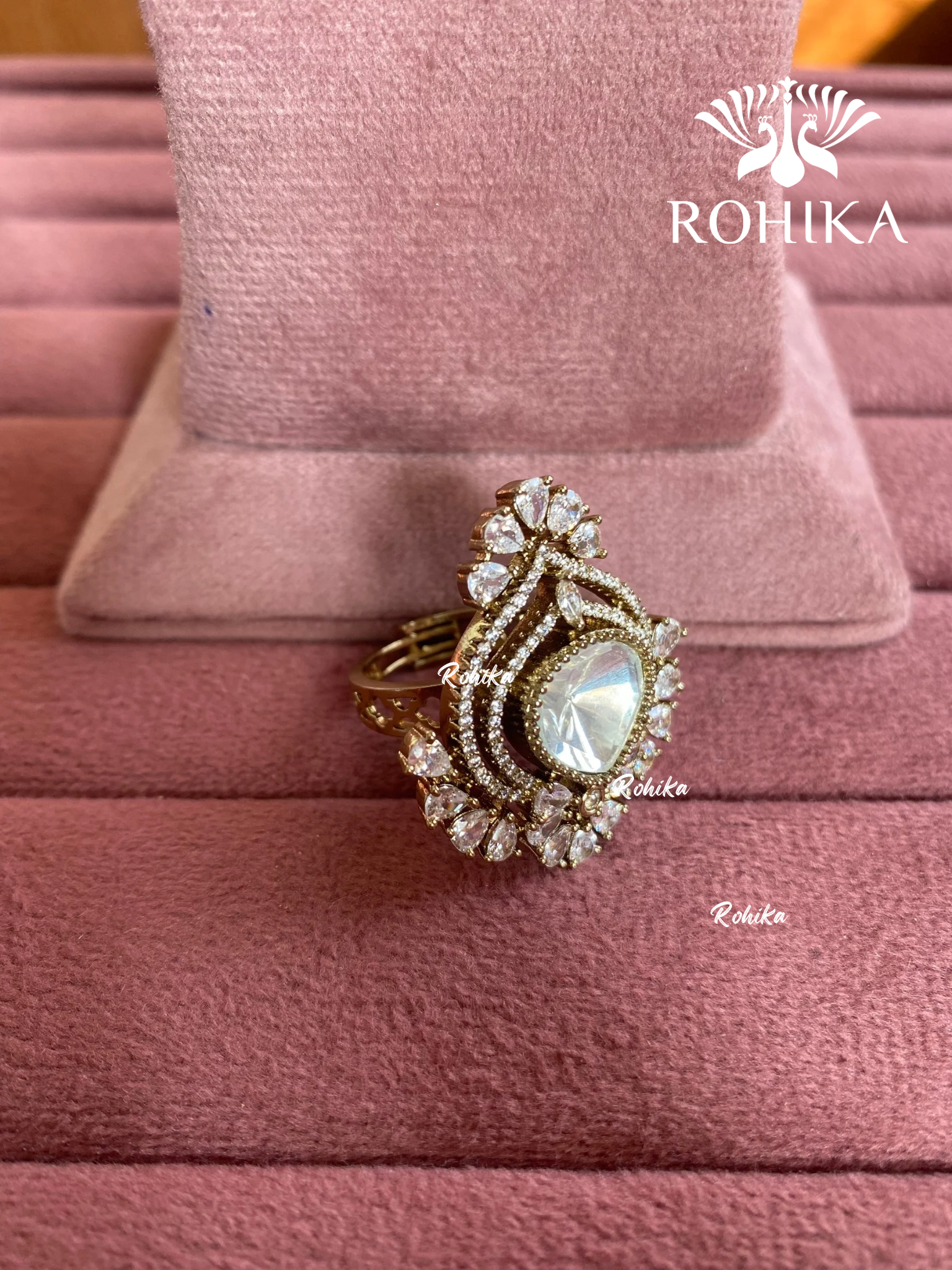 Angana polki kundan ring (SG-097) - White