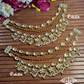 Pachhi kundan earchains -White