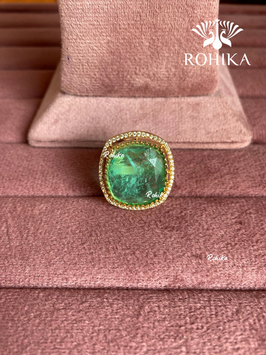 Angana polki kundan ring (SG-102) - Mint green