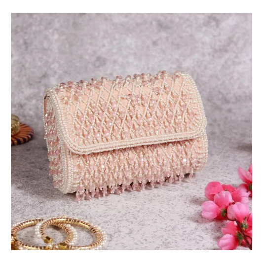 Blush Crystal Cascade Clutch