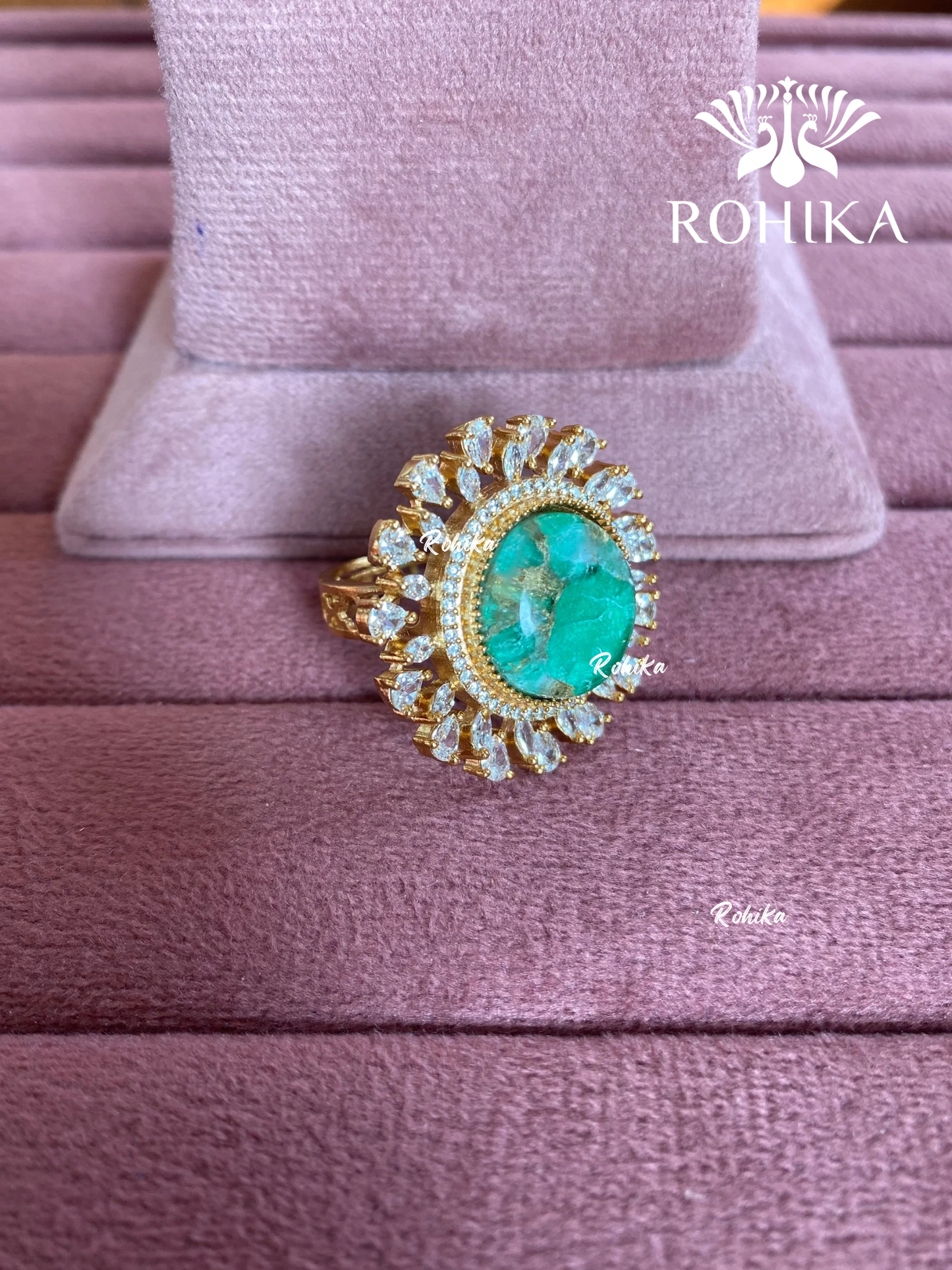 Angana polki kundan ring (SG-131) - Mint green