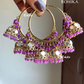 Leena mirror jhumki bali earrings - Purple