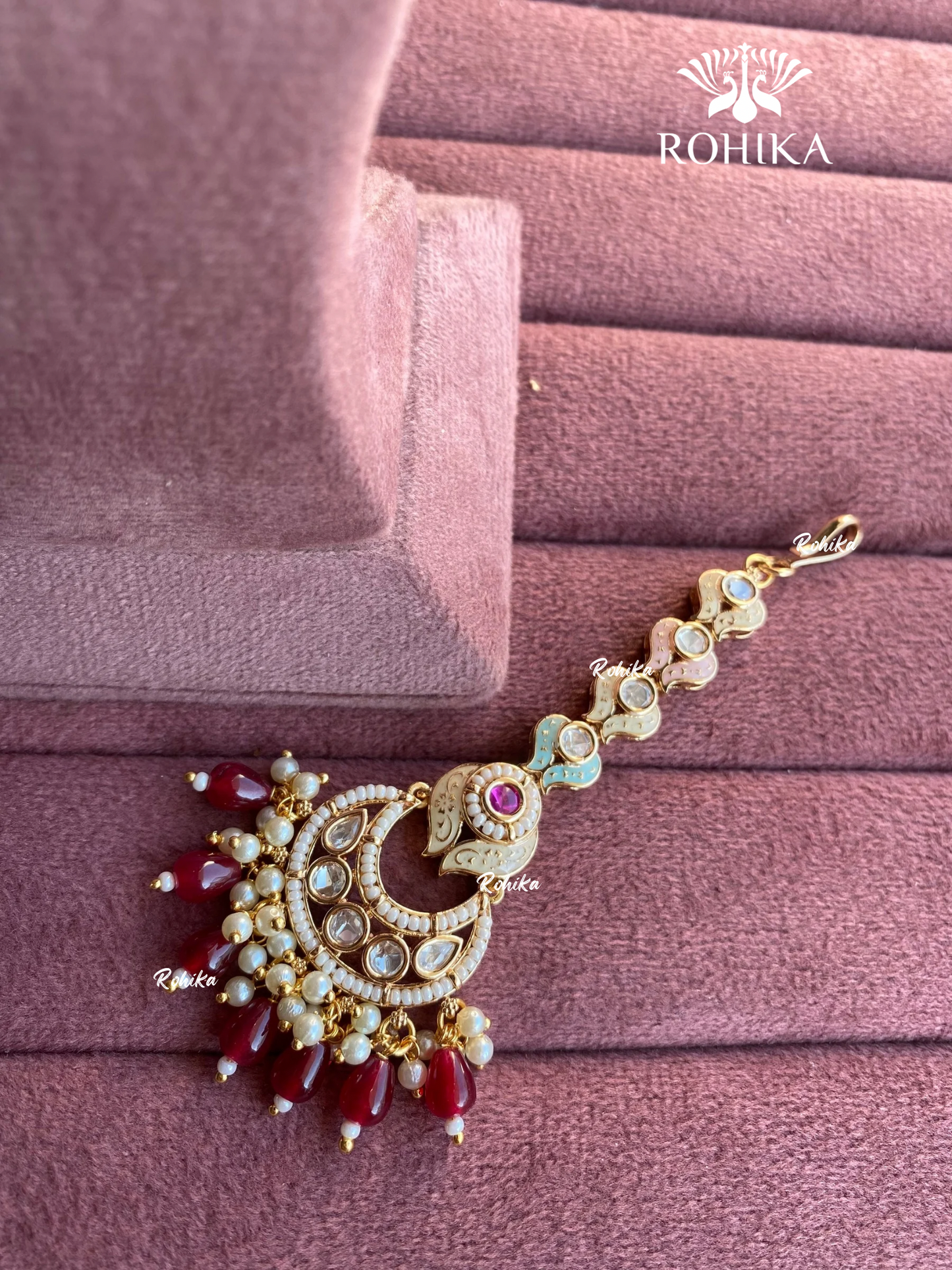 Polki kundan maangtikka (PLKM-028) - Ruby red