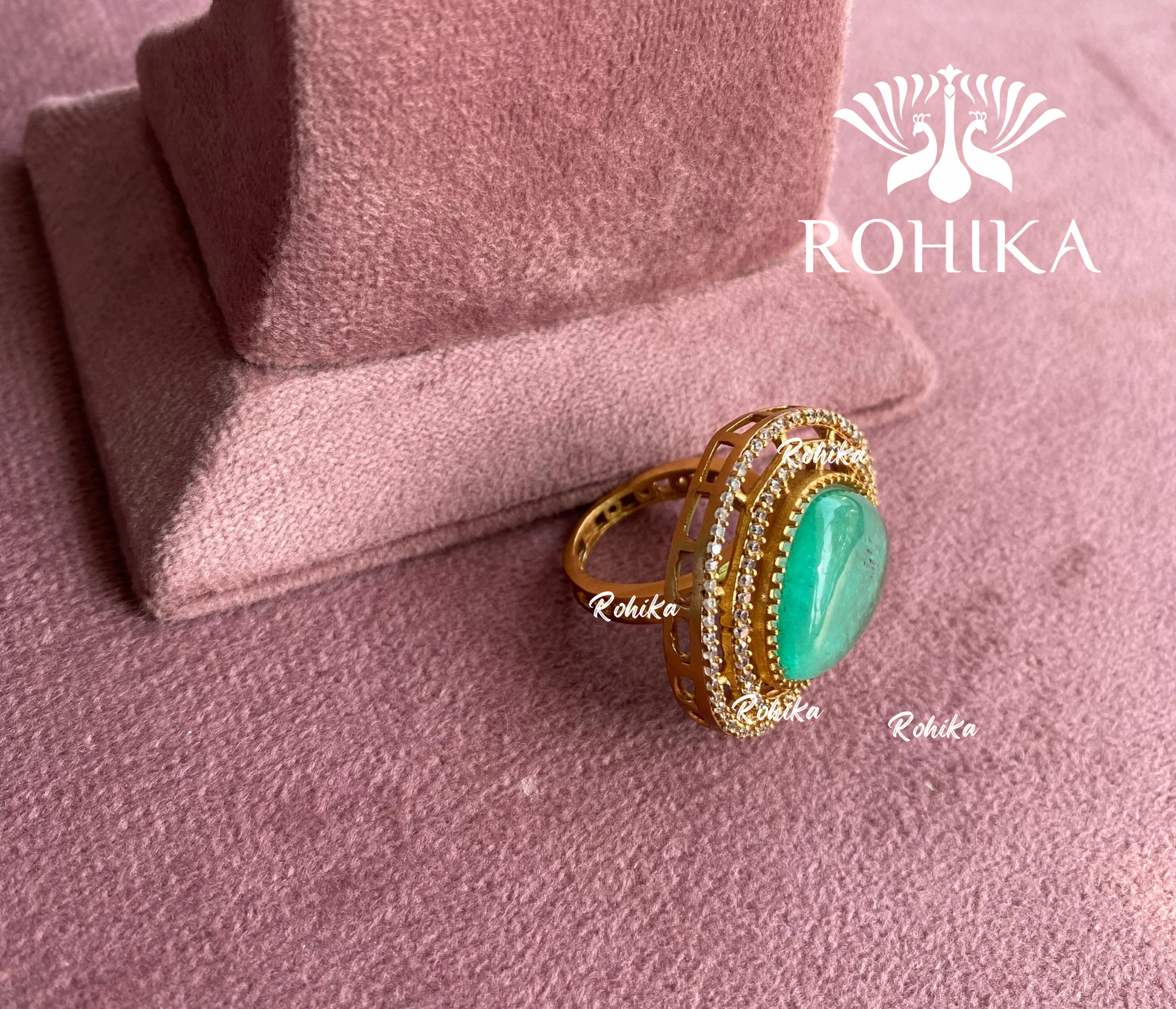 Angana polki kundan ring  (SG-041) - Mint green