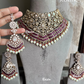 Shravani moisanite polki kundan necklace set - Ruby red
