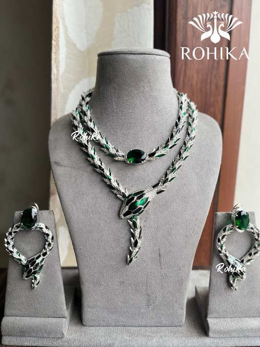 Sarpa doublet necklace choker set - Green