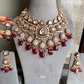 Aarushi bikaneri kundan bridal necklace set - Red