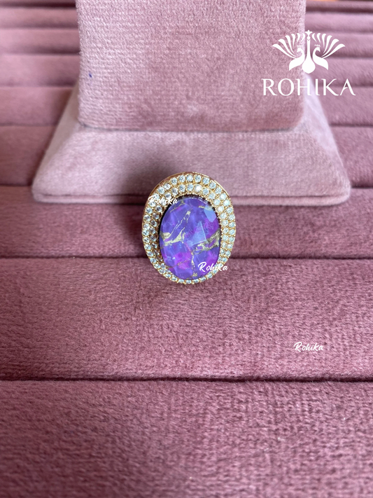 Angana polki kundan ring (SG-137) - Purple