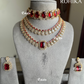 Meer american diamond  necklace set - Red