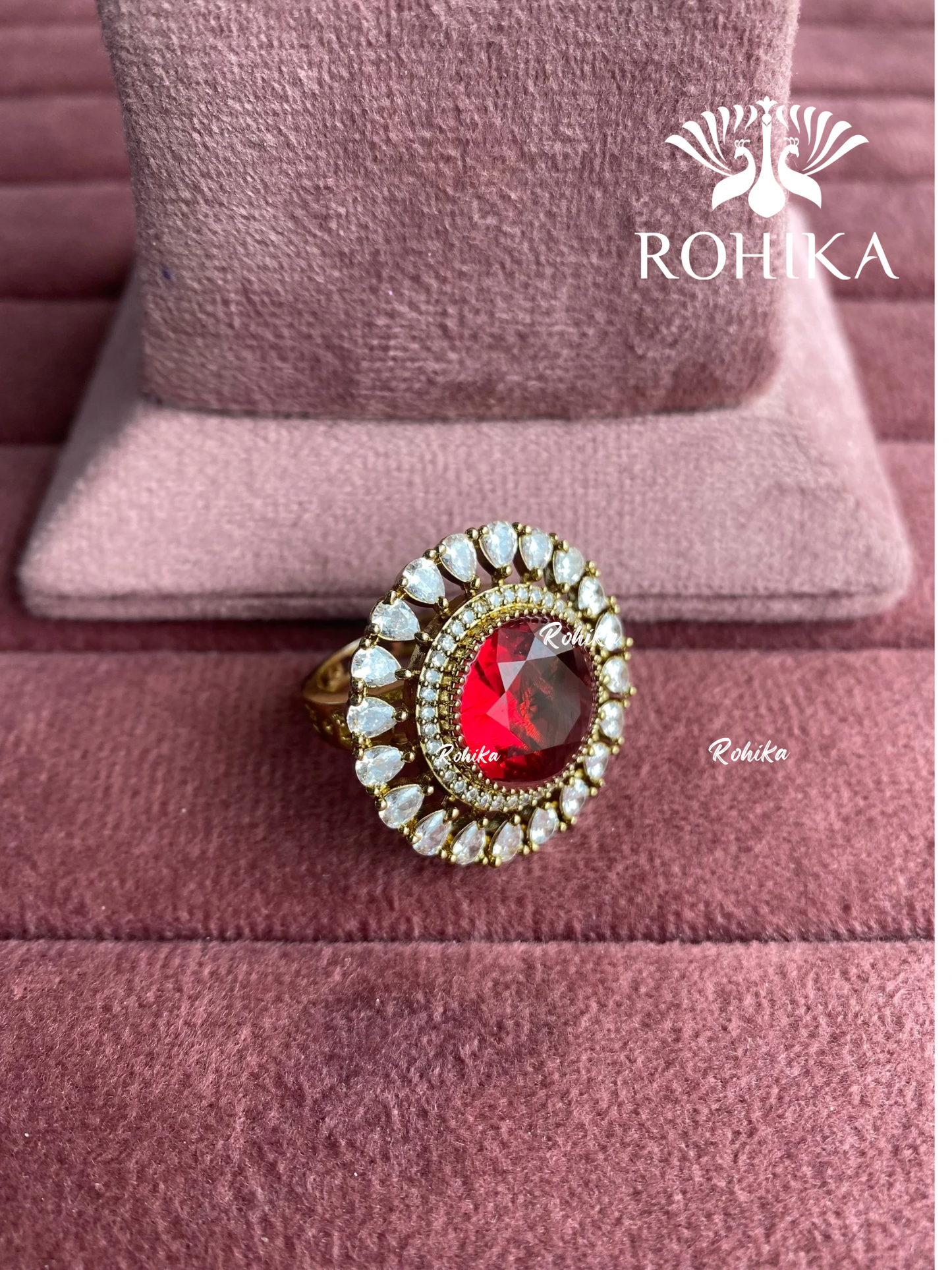 Angana polki kundan ring (SG-135) - Ruby red